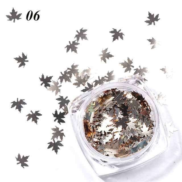 Gradient Maple Leaf Nail Sequins – Autumn Nail Art Decoration